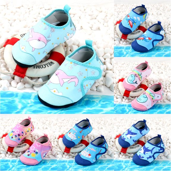 VOUZZA Girls Water Shoes for Toddlers, Soft Sole Non Quick Drying Beach Sneakers, Aqua Socks Swim Shoes with Easy Strap Closure for Kids 1-9 Years