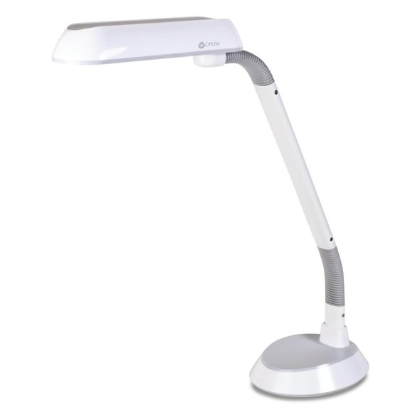 Ottlite 18 Watt FlexArm Plus Desk and Clamp Lamp, White and Gray, for Office, Dorm, Workshop