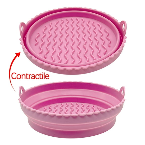 Air Fryer Silicone Liners, Reusable Collapsible Round Basket Airfryer Liner, 8.26 inch Foldable Heat Resistant Non Stick Baking Trays for 5QT -8QT Air Fryers