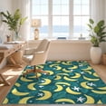 thumbnail image 3 of Design&I 4'x6' Washable Area Rug Funky Abstract Tropical Motif With Vibrant Mod Accents Banana Flowing Dynamic for Dorm Room, Living Apartment, Flatweave Daily Traffic Ready, 3 of 7