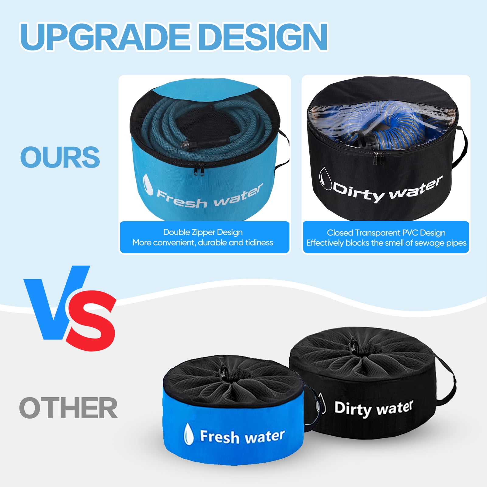 Gociean RV Sewer Hose Storage Bags, 4 Pack Camper Hose Organizer with Two-Way Zipper and Clear Window, Waterproof RV Sewer Hose and Cable Storage