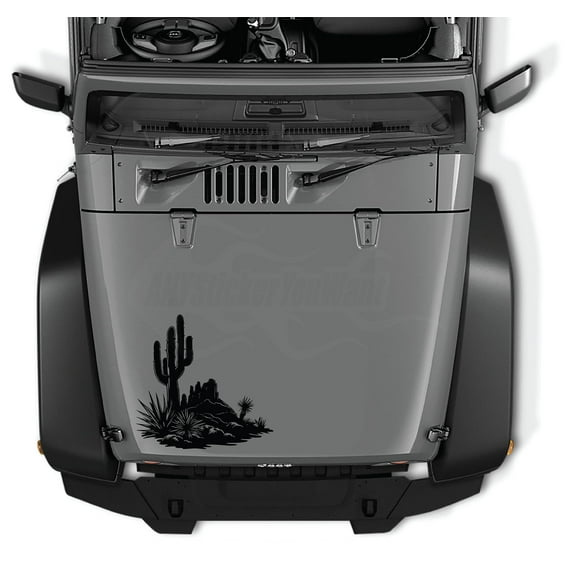 AnyStickerYouWant - Mojave Wild Cactus Barron Dessert Vinyl Decal Sticker 8, 22" Tall Waterproof Vinyl Hood Decal - Fits on & Compatible with Jeep Wrangler and Most Jeep Models