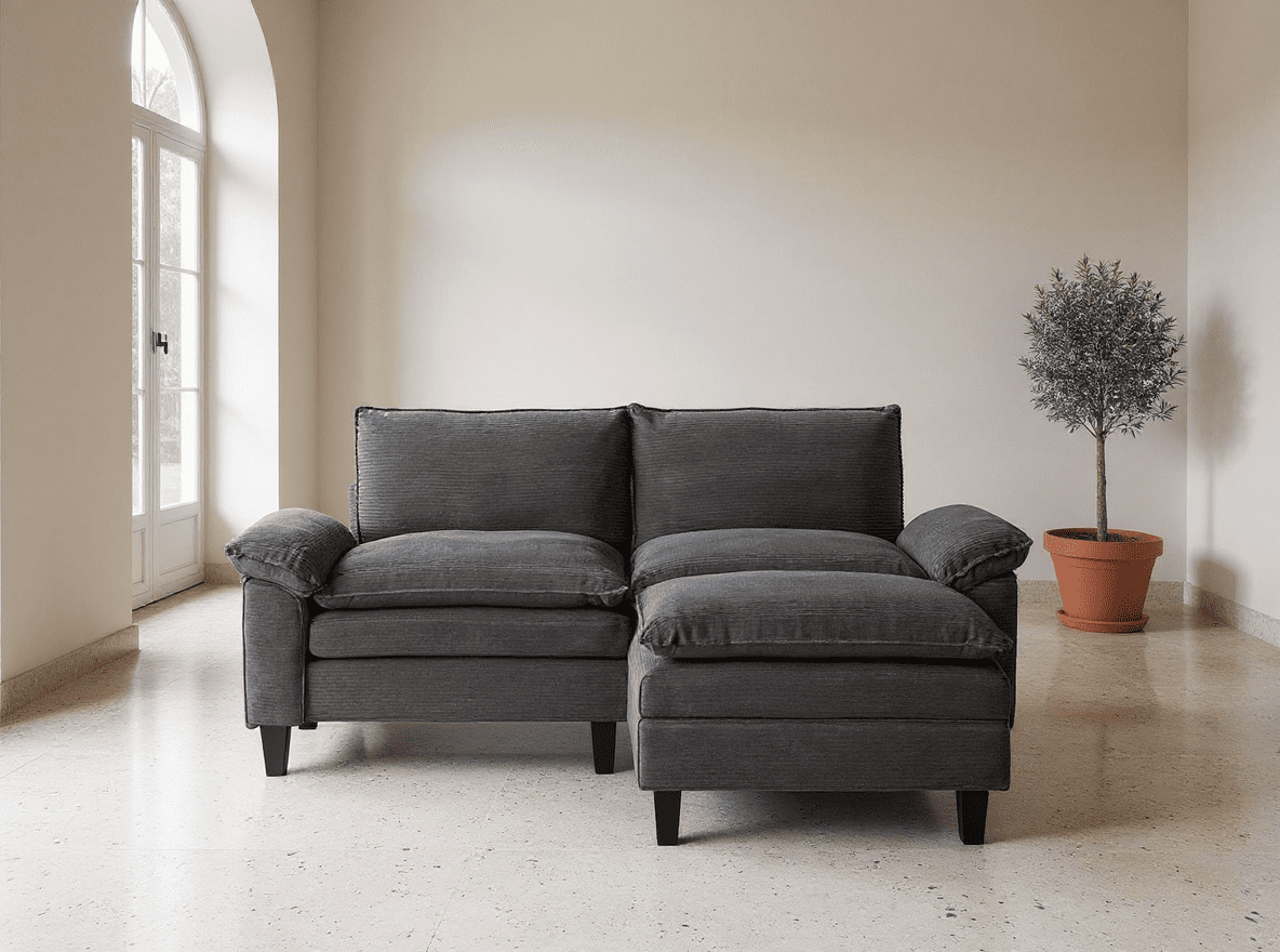 Gewnee Loveseat Sofa with Ottoman for Living Room, Modern Chenille Comfy Sectional Sofa Cloud Couch, 2-Seat