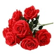 thumbnail image 2 of Gumesh 10 Roses Silk Bouquet - Lifelike Artificial Flowers for Home Decor, Wedding Centerpieces, Table Arrangements (e.g., Red/White), 2 of 6