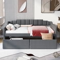 thumbnail image 2 of Churanty Twin Size Upholstered Daybed with Two Drawers, Sofa Bed Wood Bed Frame with Swooping Arms, Gray, 2 of 12