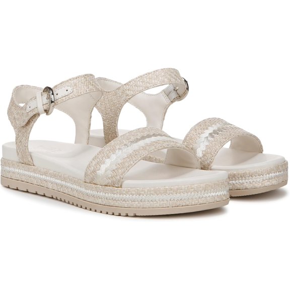 Naturalizer Womens Neila Casual Ankle Strap Sandal Eggshell Beige Raffia 11W