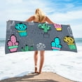 thumbnail image 2 of FastXmas Microfiber Beach Towel, Oversized Colorful Cactus Pattern Sand-Free Beach Towel, Thin Lightweight Absorbent Quick Dry Pool Towels Soft Breathable Travel Bath Towel for Adults Kids(30"x59"), 2 of 5