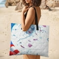 thumbnail image 5 of American Flag Wave Patriotic Art Outdoor Picnic Blanket, Foldable Waterproof Beach Mat, Portable Beach Blanket for Beach Camping, Hiking, Family Concerts, 5 of 8