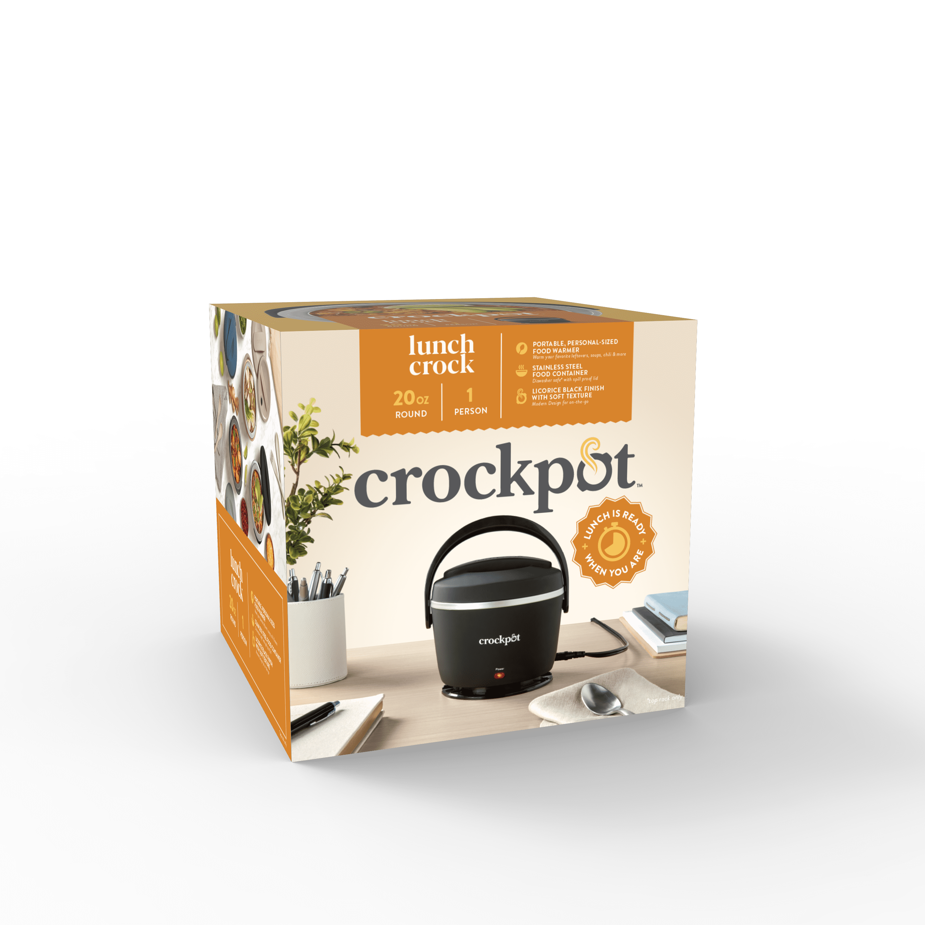 Crockpot 20-oz Lunch Crock Food Warmer, Heated Lunch Box, Black