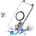 thumbnail image 4 of For Samsung Galaxy S25+ /S25 Plus /S24+ Plus Clear Magnetic Frame PC Back Shockproof Protective Case with Detachable Lanyard Strap, Compatible with MagSafe Cover, XPM Phone Case [Black], 4 of 11