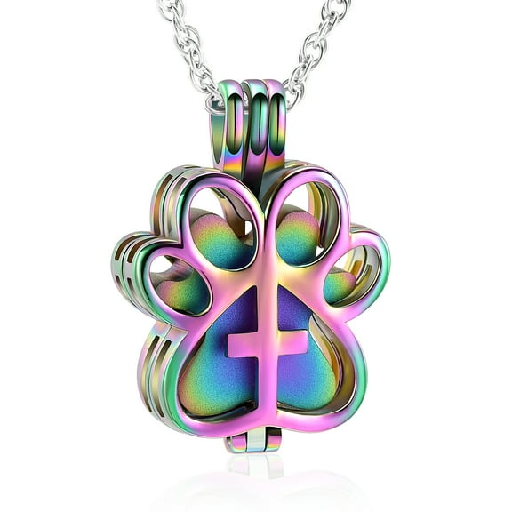Cute Paw Shape Small Urn Necklace Lockets for Ashes Pet Cremation Jewelry for Ashes Holder Urn Pendants with Chain Memory Necklace