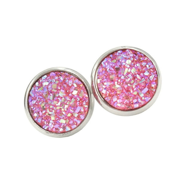 Pendientes Gotas Minnieouse de acero inoxidable color rosa