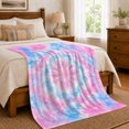 thumbnail image 5 of Pink Blue Pastel Tie Dye Bursts, Dreamy Retro Style for Tie Dye Fans, Soft Spiral Color Pattern and Birthday Gift, Cozy Flannel Blanket for Bedroom and Dorm, Home Decor, 5 of 7