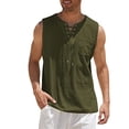 thumbnail image 3 of Nueva camiseta sin mangas para hombre, camiseta de manga corta de lino y algodón de Color sólido Eccomum Brickred XXXXL, 3 of 3