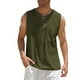 thumbnail image 4 of Nueva camiseta sin mangas para hombre, camiseta de manga corta de lino y algodón de Color sólido Eccomum Caqui S, 4 of 4