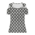 thumbnail image 5 of Nmnitkp Womens Summer Trendy Cold Shoulder Short Sleeve T Shirts Criss Cross Casual Loose Tunic Shirts Tops Blouses Gray,2XL, 5 of 6