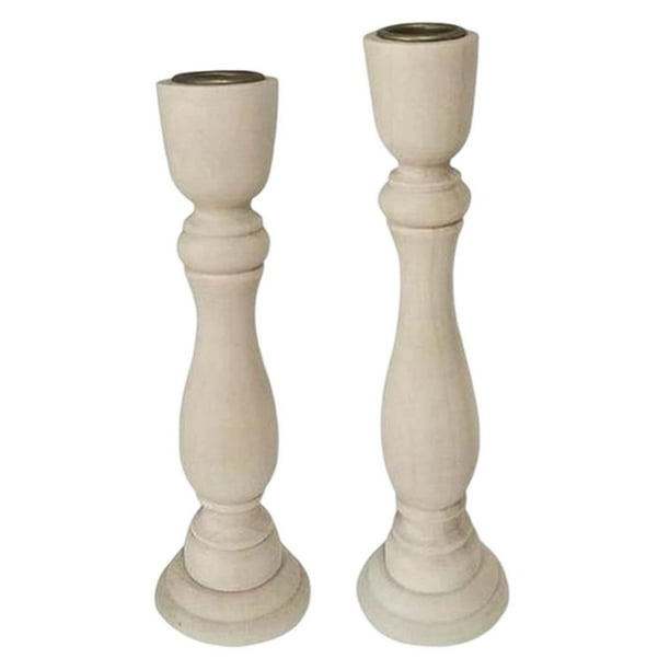 Pack of 2 Pillar Candle Holders Vintage Candles Stands Taper Unfinished