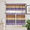 thumbnail image 2 of 3 Piece Kitchen Curtains and Valances Set Farmhouse Purple Brown Cafe Curtains 24 Inch Length Vintage Wooden Striped Valance & Tier Curtain for Living Room Bedroom Small Window 54"x18"+27"x24"*2, 2 of 6