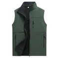 thumbnail image 3 of BiZtdJrK Mens Fleece Lined Outdoor Vest Big and Tall Zip Up Sleeveless Fall Winter Jackets Stand Collar Photograph Travel Vests with Zipper Pockets Army Green XXL, 3 of 5