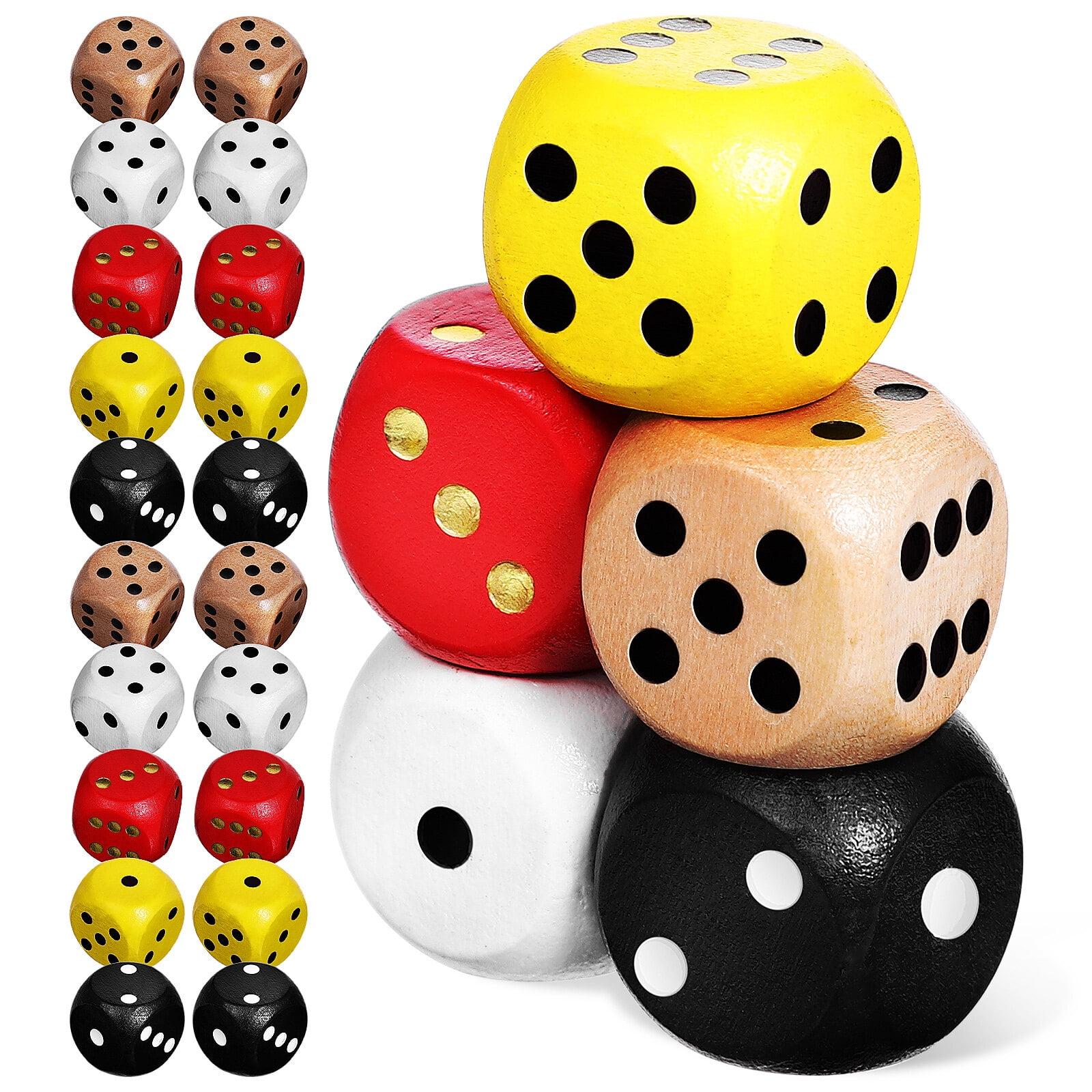 25pcs 6 Sides Dices Game Dices Party Dice Gaming Dice Multisided Dice Prop Wooden Dice