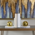 thumbnail image 2 of Cosmoliving by Cosmopolitan Marble Modern Decorative Bookends with Metallic Gold Balls 7"W x 6"H, Gold Finish with White Marble Stands, 2 of 11
