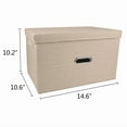 thumbnail image 5 of Linen Fabric Storage Bin Closet Organizer W/ Lid & Metal Handle 14.6*10.2*10.6In, 5 of 5