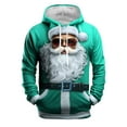 thumbnail image 2 of FAOWME Men's Christmas Hoodies With Pocket Long Sleeved Drawstring Santa Claus Printed Fashion Comfortable Sweatshirt Tops For Holiday Daily Wear Green L, 2 of 3