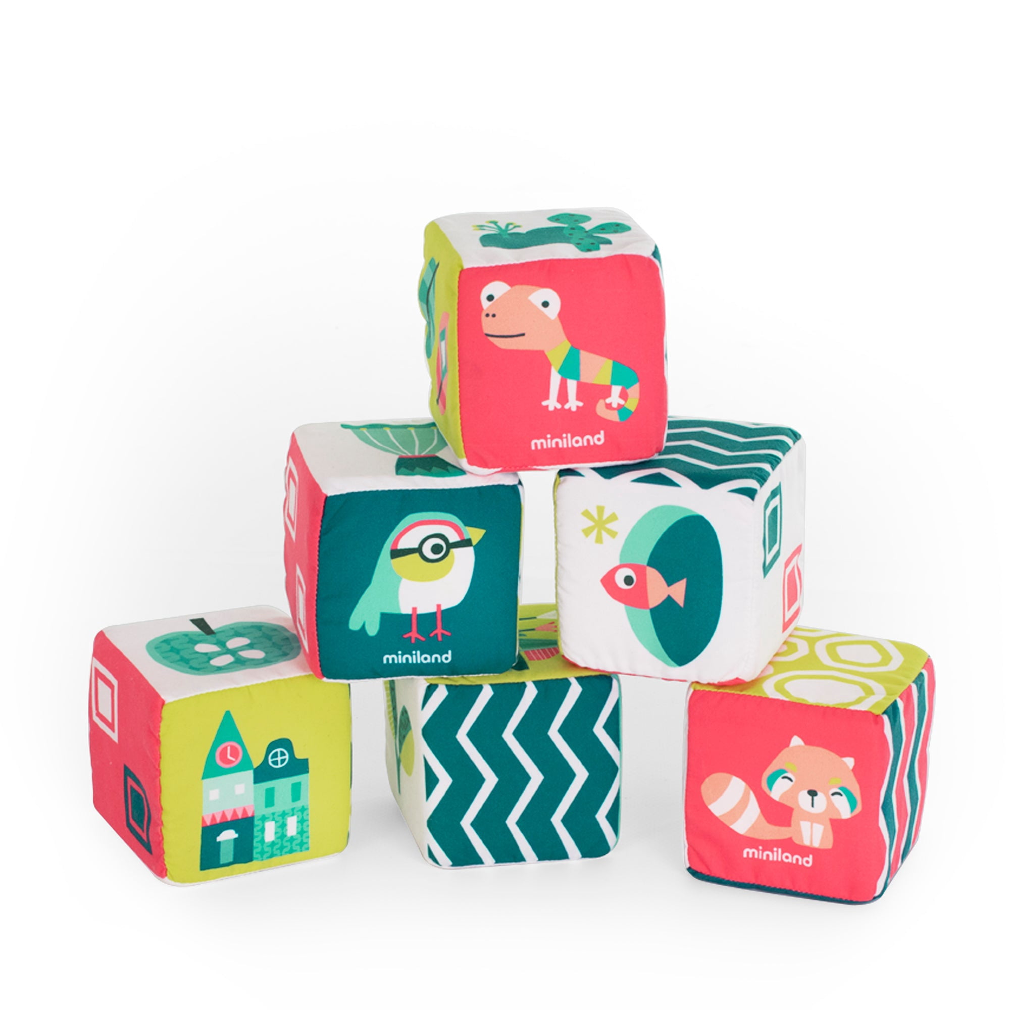 Miniland Feel To Learn Soft Rattle Cubes Set