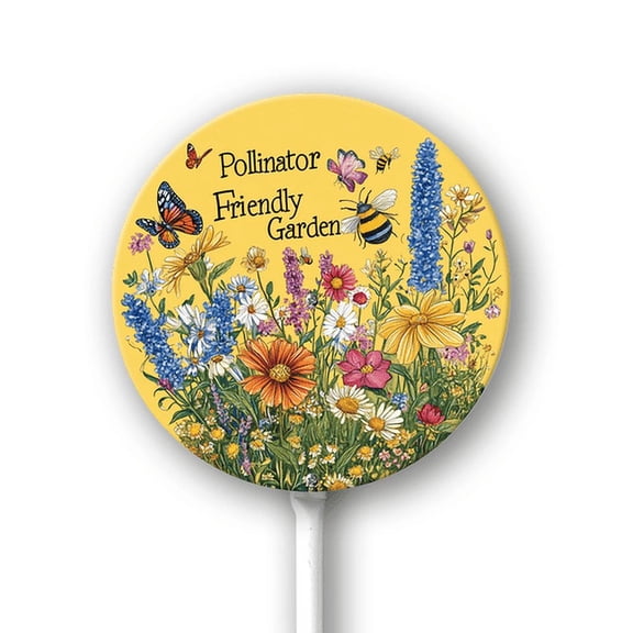 Eveokoki Garden Signs Pollinator Friendly Garden Sign with Stake Outdoor Aluminum Yard Sign Rustproof Aluminum Metal Signs Fade Resistant Lawn Decoration for Outdoor 9.2x9.2inch