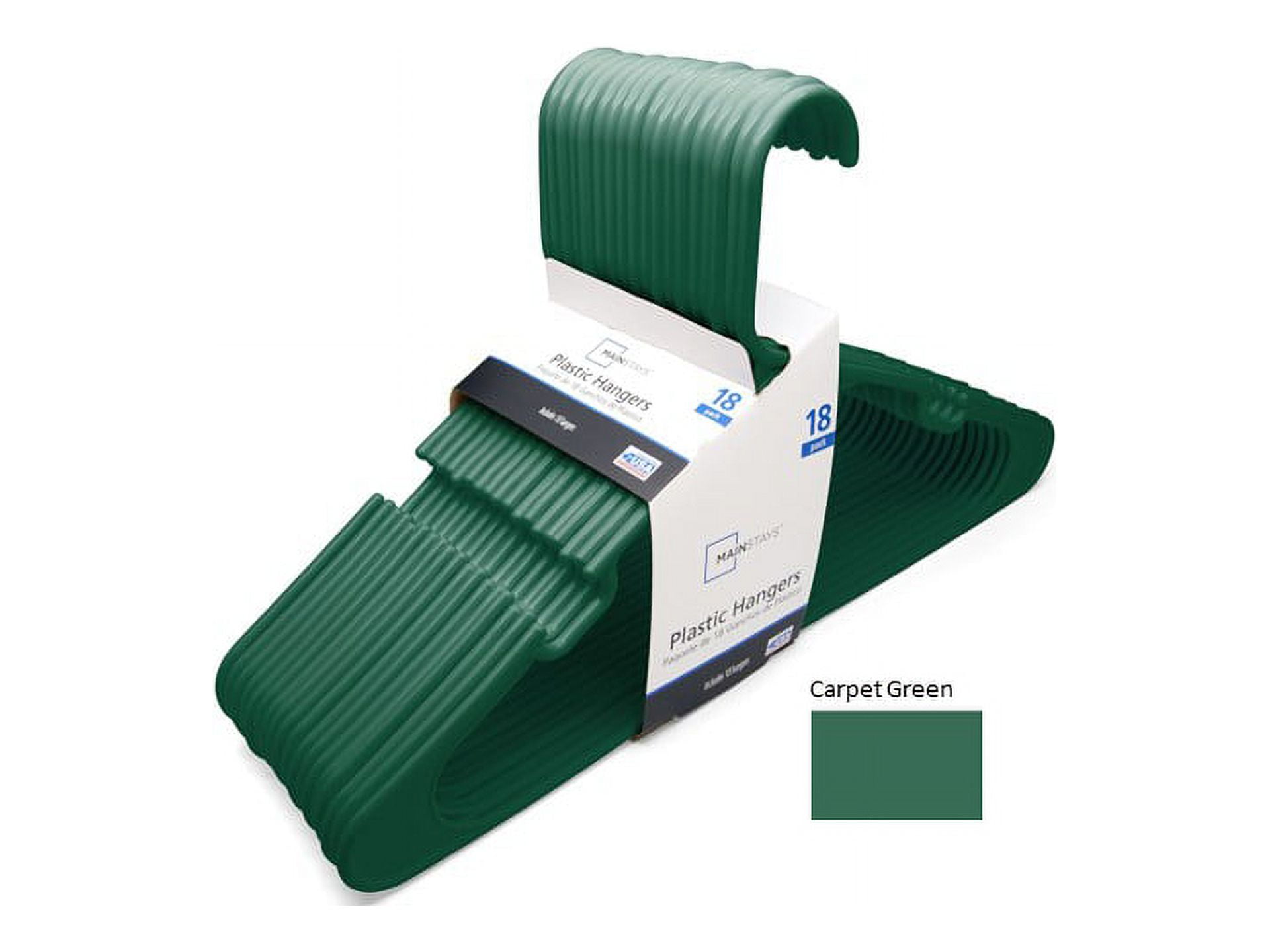 Mainstays Collegiate Clothing Hangers, 18 Count, Green, Durable Plastic