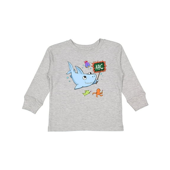 Inktastic Teacher Shark with School of Fish Boys or Girls Long Sleeve Toddler T-Shirt