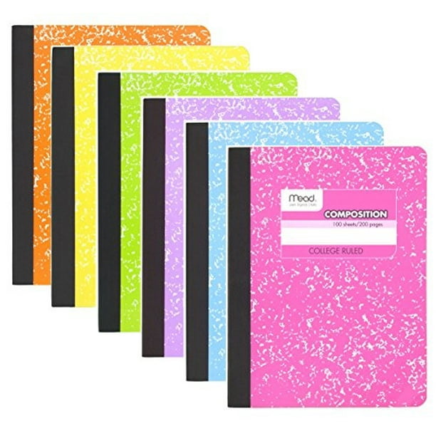 Mead College Ruled Composition Notebook, 100 sheets, Pastel Colors, 6