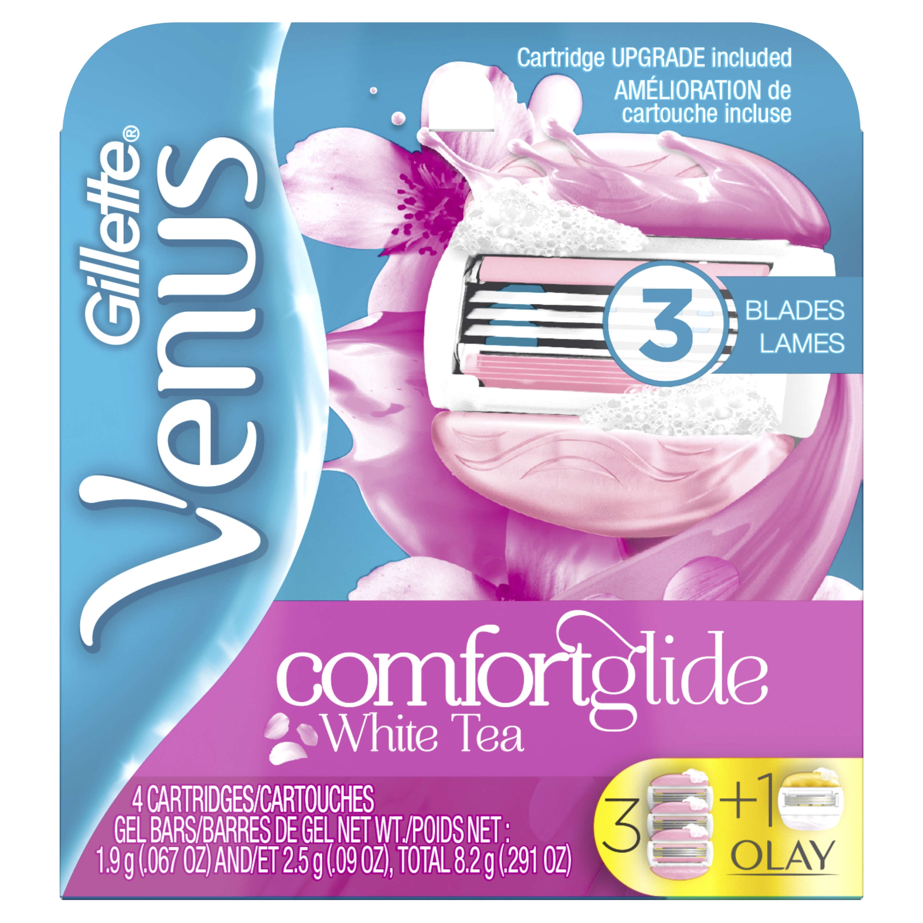 Gillette Venus Comfort Glide White Tea Razor Cartridges, 4 Count