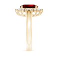 thumbnail image 4 of Angara Lab Grown Ruby Ring with Lab Diamond Halo in 14K Yellow Gold for Women (Size-10x8mm) | Princess Diana Lab Created Ruby Ring (Ring Size - 4.5), 4 of 9
