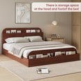 thumbnail image 3 of QUEEN Size Bed Frame, Low-Profile Platform Bed Frame with Storage Headboard & Footboard — Wooden Slat Support, No Box Spring Required, Red peach wood, 3 of 5