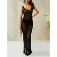 thumbnail image 3 of hirigin Women Bikini Cover Up Long Dress Sleeveless Low-Cute U-Neck Crochet Hollow Tassel Sarong Dress Ladies Swimwear Cover-Up, 3 of 9
