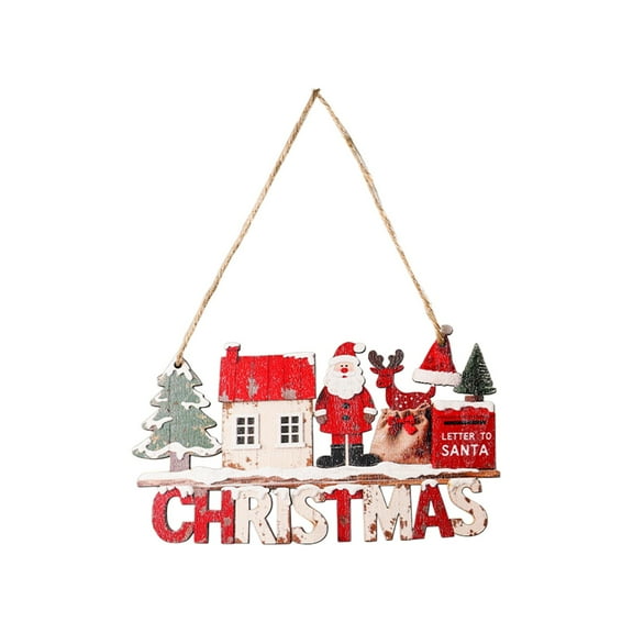 PEIBang Christmas Door Sign Decor,Wooden Farmhouse Christmas Tree Hanging Sign,Vintage Front Door Welcome Hanger for Home Wall Indoor Outdoor Decoration