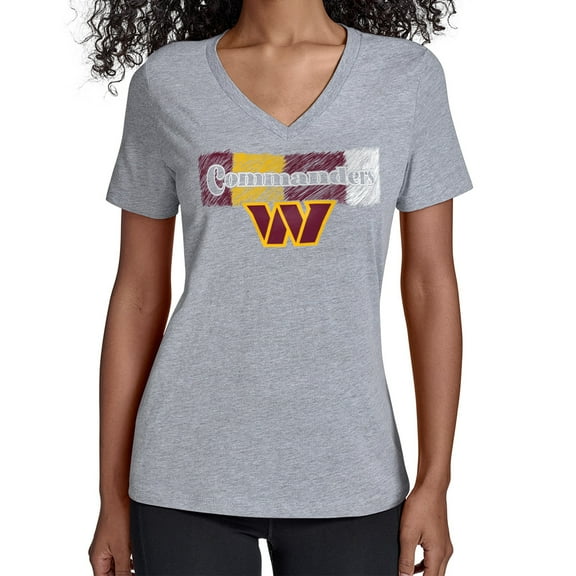 Women's Starter Gray Washington Commanders Color Shading V-Neck T-Shirt