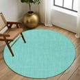thumbnail image 3 of Turquoise Burlap Texture Large Area Rugs for Bedroom Living Room, Soft Non Slip Carpet Bedside Rug, Farmhouse Vintage Aqua Round Floor Cover Kitchen Accent Rug 8' for Dining Room/Office, 3 of 9