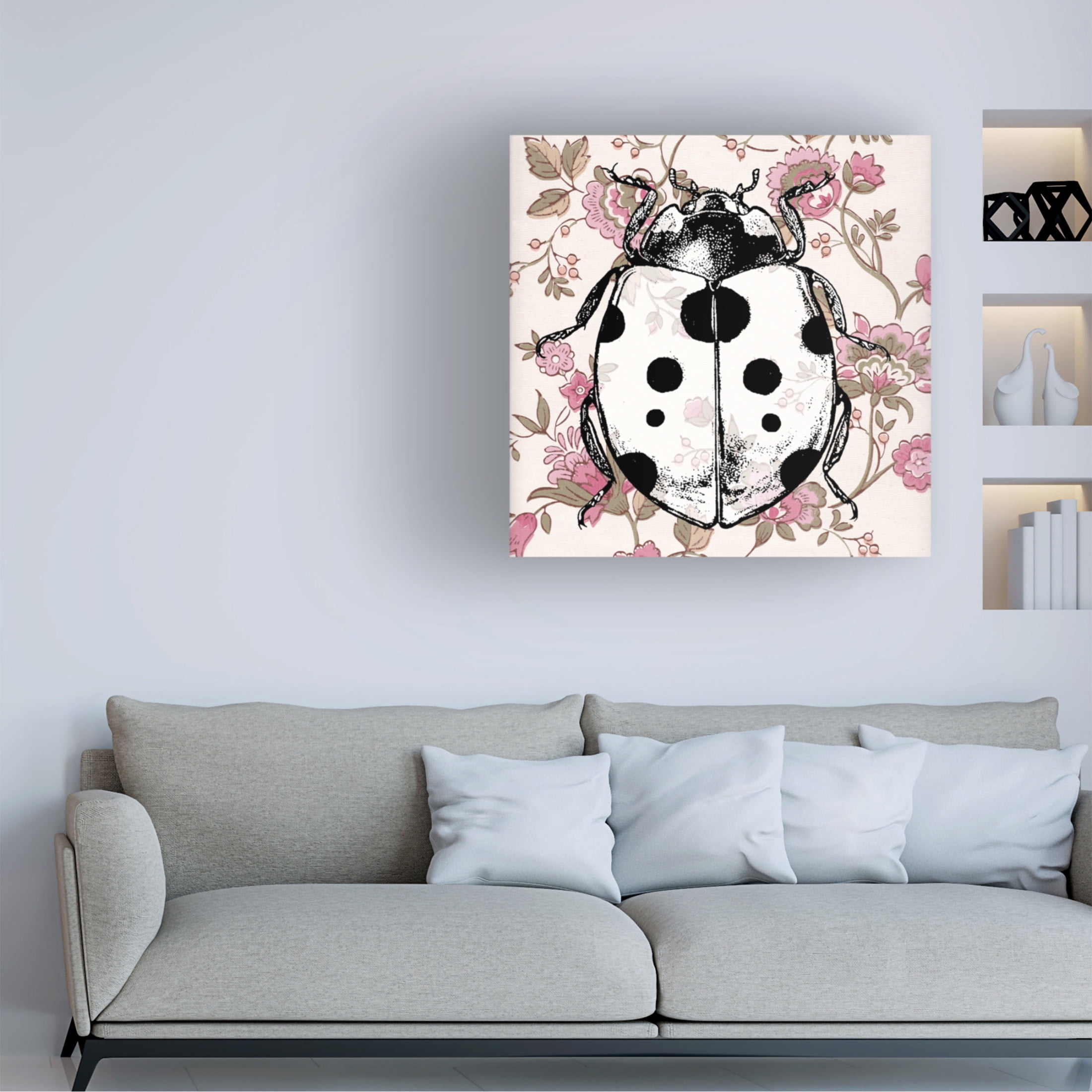 Canvas Wall Art - Dean Russo- Exclusive 'Ladybug Wallpaper Square' Wall Art for Living Room, Bedroom, or Office Décor by Trademark Fine Art - 24 x 24 Inches