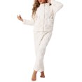 thumbnail image 1 of Conjuntos de pijama de mujer INSPIRE CHIC de franela de manga larga suaves y cálidos para invierno con bolsillos S Blanco, 1 of 6