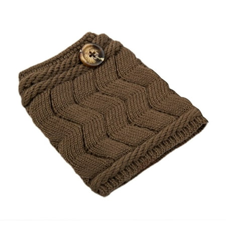

harmtty Women W-shaped Leg Warmer Boot Cover Double-layer Thick Button Socks Khaki