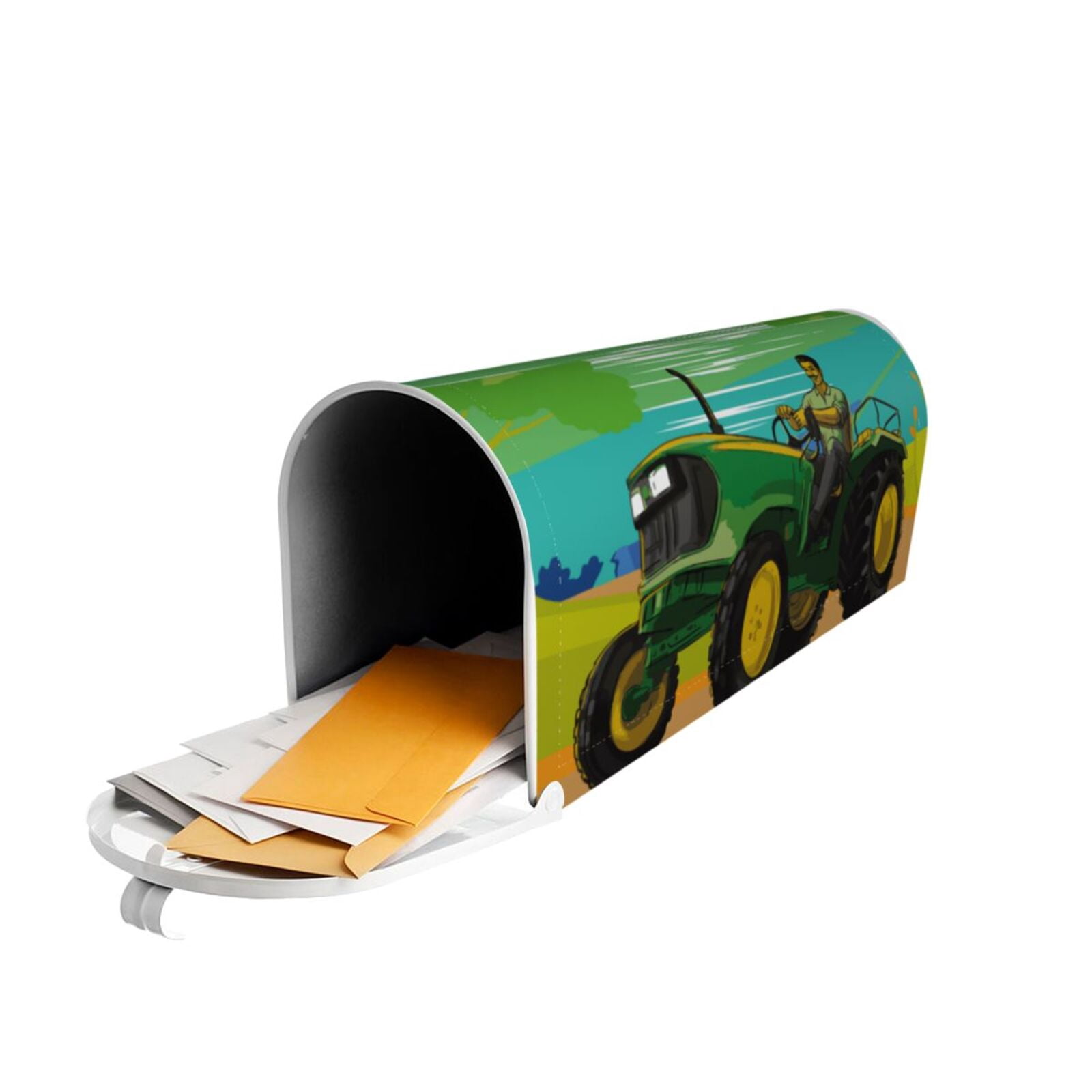 Xecao farmer working with tractor at field for Mailbox Cover with Magnetic Strips, Waterproof and Sunscreen, Adds a Decorative Touch to Your Garden Yard-21x18 in