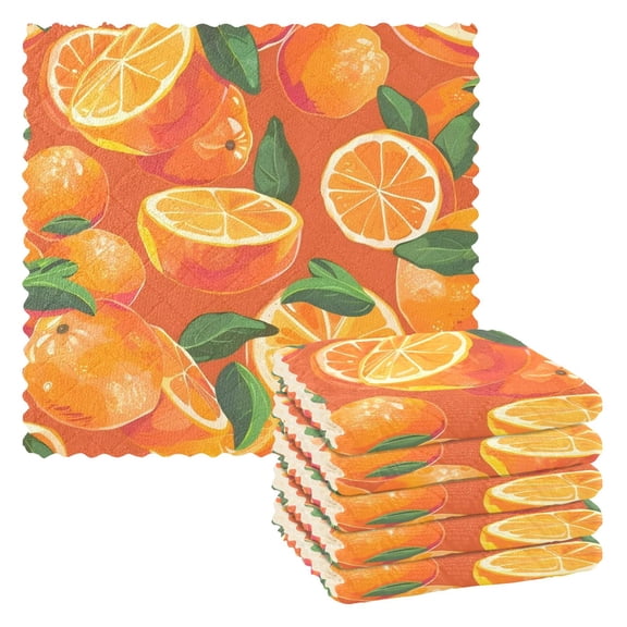 6 Pieces of Kitchen Towels 11x11Inch Kitchen Dish Cloths Kitchen Dish Towels Reuseable Cleaning Cloths Mandarin Orange