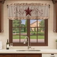 thumbnail image 6 of Texas Star Vintage Curtain Valances for Windows, Kitchen Valance Window Treatments Panel 2 Pack, Brown Checkered Berry Farmhouse Rod Pocket Short Curtains for Bathroom Bedroom 60 x 18 Inch, 6 of 8