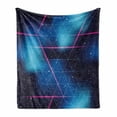 thumbnail image 1 of Navy and Blush Soft Flannel Fleece Blanket, Eighties Inspired Retrofuturistic Triangles Virtual Reality Sci Fi, Cozy Plush for Indoor and Outdoor Use, 70" x 90", Indigo Blue Hot Pink, by Ambesonne, 1 of 6