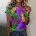 thumbnail image 2 of PMUYBHF T-Shirt Décontracté Mode Femme Col Rond Manches Courtes Imprimé Couleur 1165 L, 2 of 4