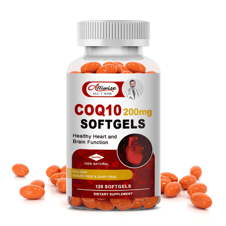 (2 Bottle) Alliwise CoQ10 200mg Softgels,with 3x Better Absorption,Heart Health Support,240 Capsules