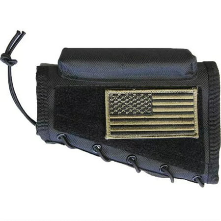 TACBRO Black Color Cheek Rest + PATRIOT USA FLAG Morale Patch + Detachable Pouch Fits Savage AXIS A17 A22 10/110 11/111 22 220 64 93 93R17 Mark I II Landry Rascal