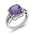 thumbnail image 1 of 925 Sterling Silver Rhodium-plated Checker-Cut Amethyst and Diamond Ring, 1 of 2